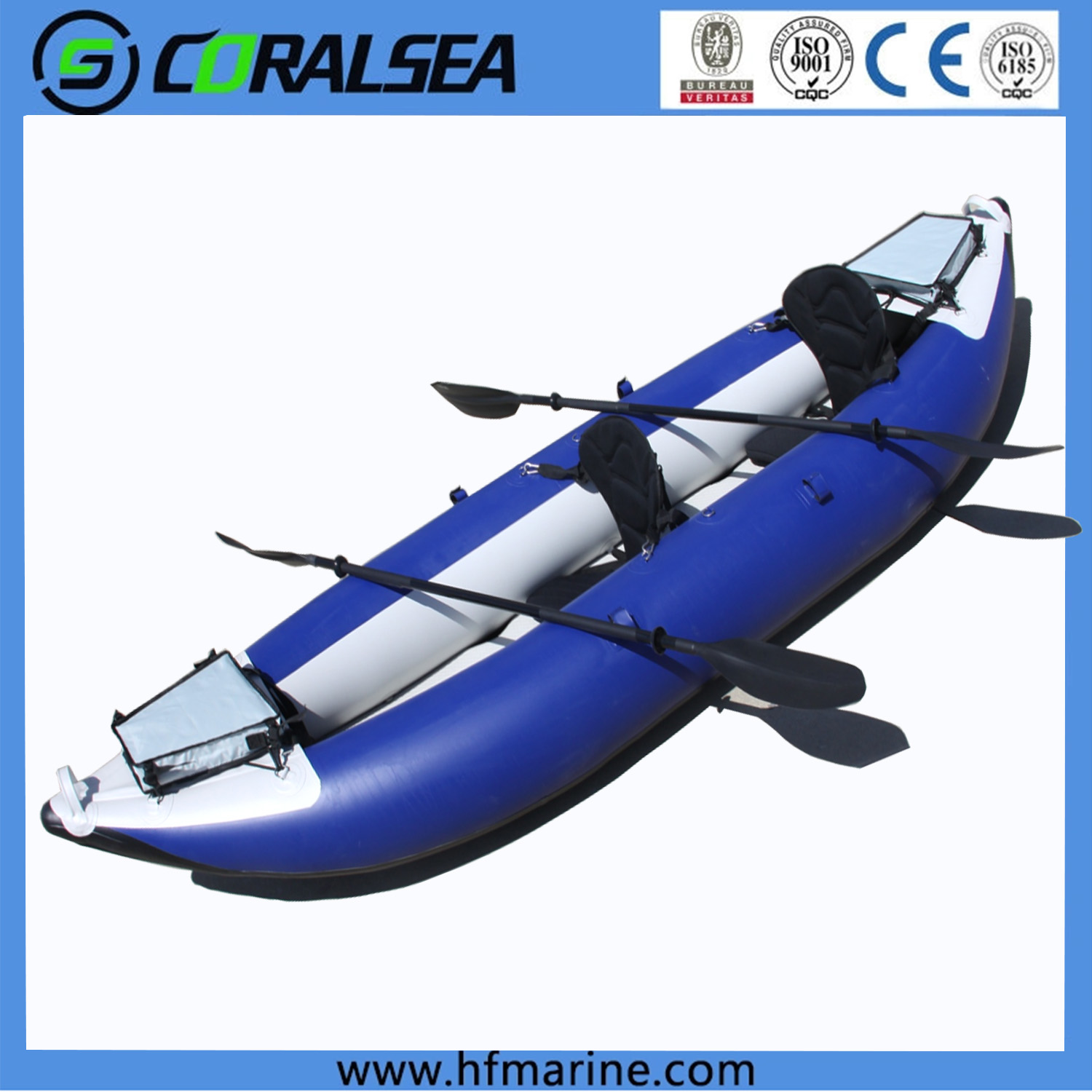 Wholesale Inflatable Pontoon Boat Accessories Factory – Tandem inflatable  fishing kayak white water explorer – CORALSEA Manufacturer and Supplier