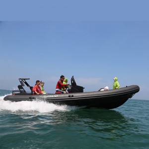 Large professional aluminum-hull RIB with console and seat
