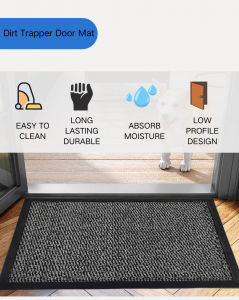 Gray Dirt Trapper Door Barrier Mat with Rubber Backing for Indoor Outdoor