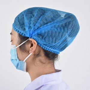 Jednorázové PP netkané proužkové čepice Modrý lékařský Bouffant kryt hlavy Přizpůsobení kulaté čepice mopu