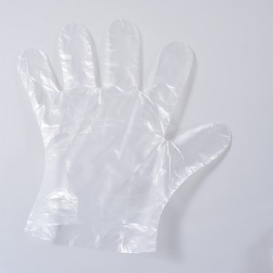 Výroba HDPE číry plastový polyetylén lacná cena jednorazové plastové lekárske rukavice z PE