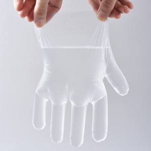 Produzione di guanti in PE medico in plastica usa e getta in plastica trasparente HDPE in polietilene a buon mercato