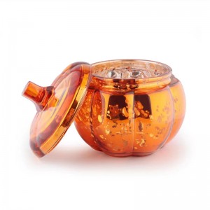Halloween Custom Pumpkin Shape Glass Candle Jar with Lid