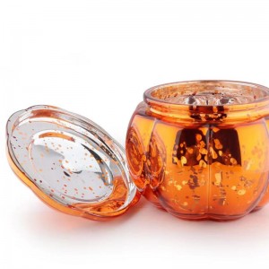 Halloween Custom Pumpkin Shape Glass Candle Jar with Lid