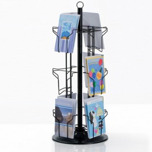 16-Pocket Floor Rotating Black Wire Book Store Display Stand