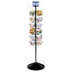 16-Pocket Floor Rotating Black Wire Book Store Display Stand