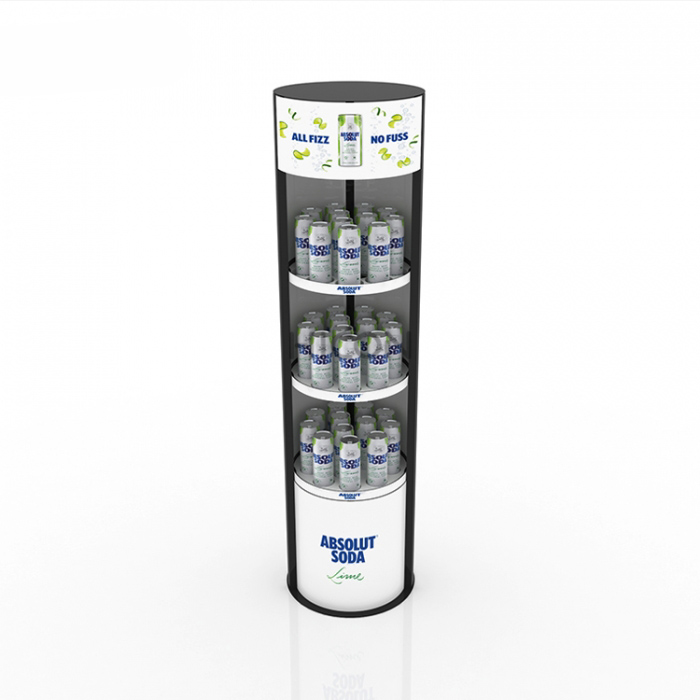 3-Tiers White Graphics Beverage Kiosk Displays Shelf Design (1)
