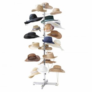 4-Sided Casual Silvery Customized Metal Floor Hat Display Stand