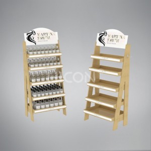 5-Tier Wood A Shape Hair Product Shampoo Display Rack For Retail Stores