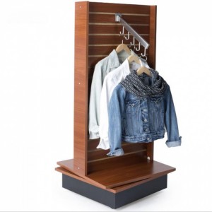 Adjustable Customized White Wood Movable Clothes Hanger Display Rack