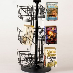 Adjustable Height Rotating 12-Pocket Black Wire Literature Counter Top Stand For Books