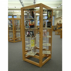 Multifunctional Wood Floor Display Stand Book Rack