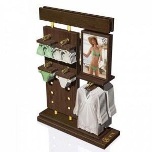 Beautiful Brown Wood Floor Underwear Dress Display Idea Stand
