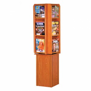 Multi-purpose Wood Rotating Floor Retail Comic Book Display Stand