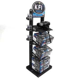 Inclined Black Metal Floor Camera Display Stand Stores In China