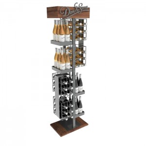 Cheap Price China Supplier Metal Free Standing 4 Shelves Liquor Bottle Display Stands，Whisky Bottle Rack