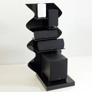 Classy Black Metal Acrylic Commercial Shop Audio Display Stand