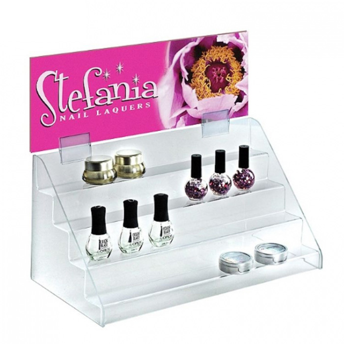 Clear Acrylic 5-Tier Makeup Nail Polish Display Stand Cheap Counter Top Trade Show Display Units (1)