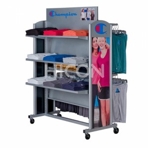 Combined Moveable Silvery Metal Retail Clothing Store Displays Fixtures