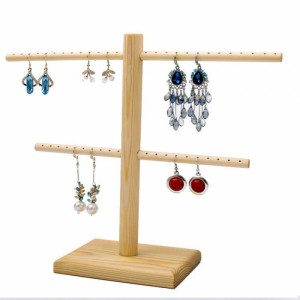 Convenient 3-Sided Wood Portable Jewelry Bracelet Displays Stand