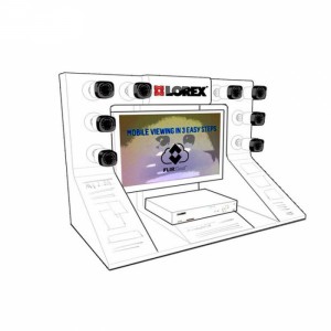 Fashion White Electronic Lens Merchandise Store Countertop Display Rack