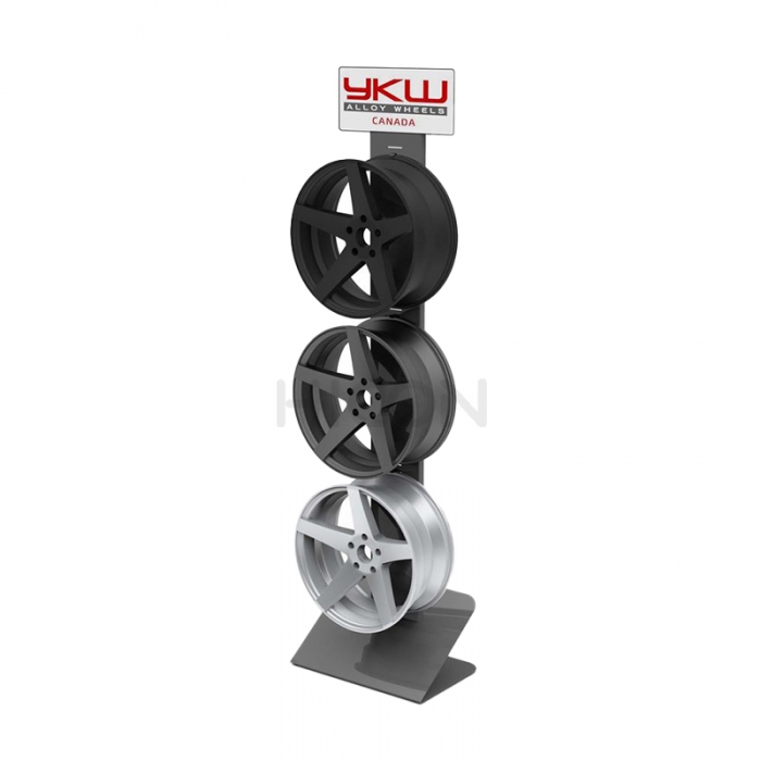 Creative Floor Custom Metal 3 Automotive Car Wheel Rim Display Racks (1)