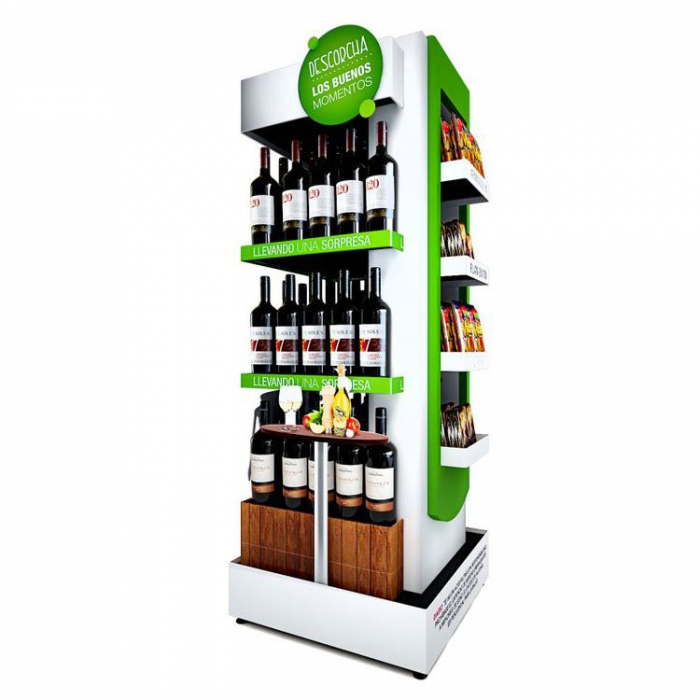 Custom Logo Free Standing Beverage Shop Retail Liquor Pos Display Racks (1)