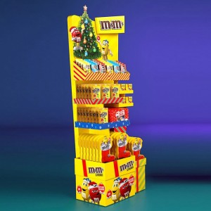 Cute Yellow Floor Custom POP Food Displays Cardboard Holder