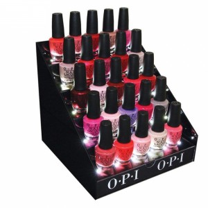 Dazzling Acrylic Nail Polish Make Up Display Stands With Backlight