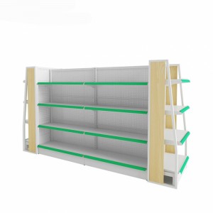 Stylish Customized White Wood Supermarket Display Rack Design