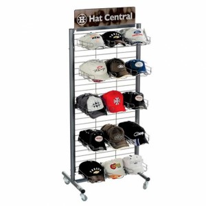 Double-Sided Black Metal Customized Hat Display Stand With Cool Graphics
