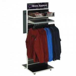 Double-Sided Movable Metal Gray Clothing Display Hanger Rack