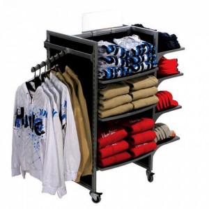 Double-Sided Movable Metal Gray Clothing Display Hanger Rack