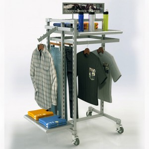 Durable Movable Silver Metal Boutique Clothing Display Racks