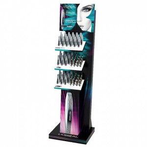 Elegantly Selling Salon Furniture Cosmetic Black Acrylic Mascara Display Shelving Display Stand