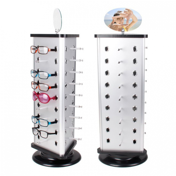 Fashion Customized Metal Sunglass Spinner Display Rack With Mirror (1)