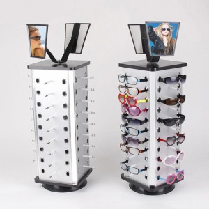 Fashion Customized Metal Sunglass Spinner Display Rack With Mirror