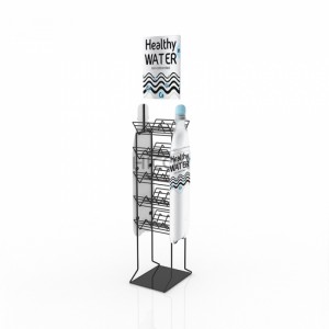 Floor Custom Black Metal Wire Water Bottle Display Rack