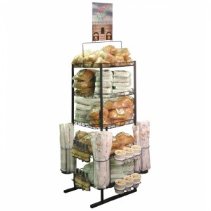 Floor Standing Movable French Bakery Display Shelves With Casters