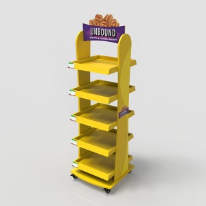Snack Food Retail Merchandising Movable 4-Tiered Nuts Display Stand