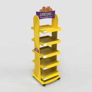 Snack Food Retail Merchandising Movable 4-Tiered Nuts Display Stand