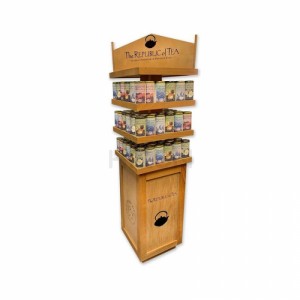 Food Merchandising Displays Custom 4-Tier Tea Bag Display Stand Movable
