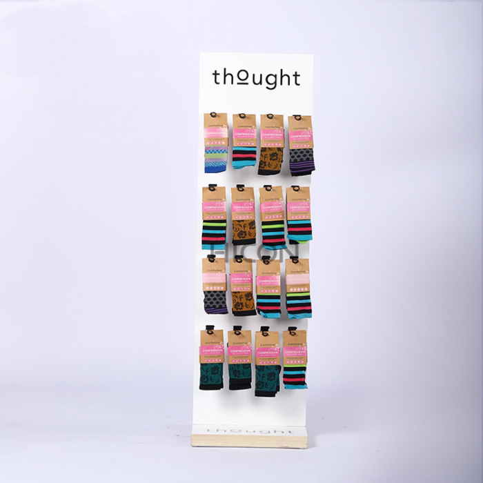 Custom Freestanding Wooden Store Retail Sock Display Stands Double Sided Featured Image