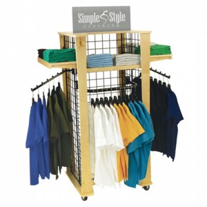 Functional Brown Wood Shirt Clothing Display Racks For Stores