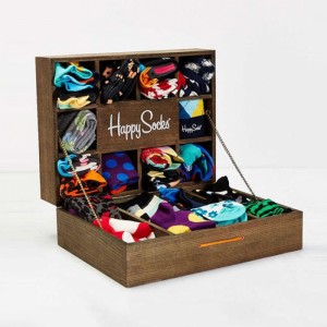 Happy Customized Brown Wood Counter Top Sock Display Case