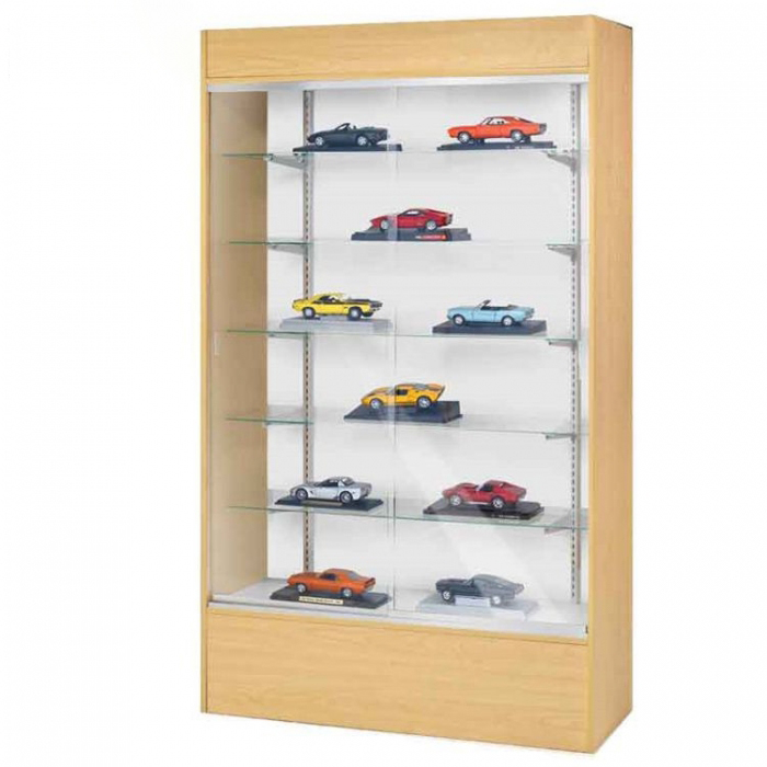 High-End Floor Customized Brown Wood Glass Toy Car Display Rack (4)