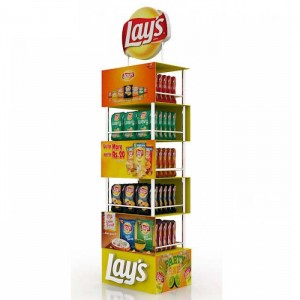 In Store Wire Point Of Purchase Snack Chip Bag Display Racks 4 Layer
