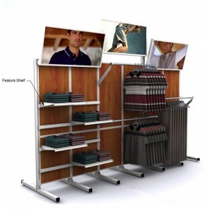 Large Brown Wood Metal Clothes Display Stand For Shop Wholesale