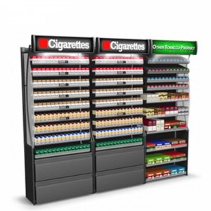 Large Customized Black Metal Cigarette Floor Retail Display Rack
