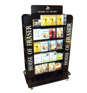 Made Of Wood And Metal Wire 4-Way Movable CD DVD Retail Display Rack
